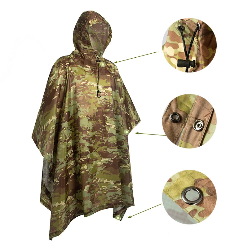 Man Military Impermeable Zipper Camo Raincoat Waterproof Rain Coat Men
