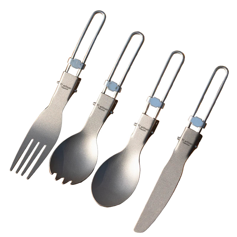 Tiartisan Titanium Foldable Cutlery Set – Lightweight Camping Spork, Fork & Knife