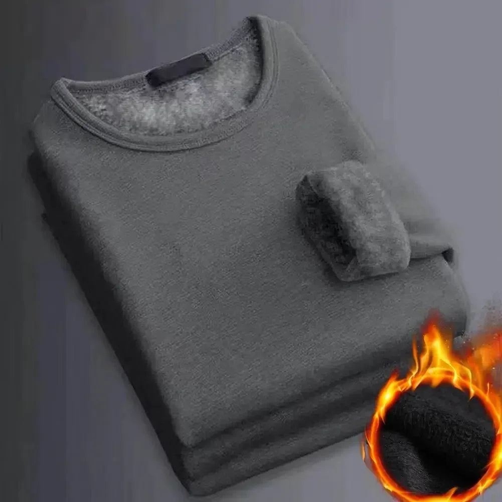 Winter Men's Long-sleeved Thermal Underwer T-Shirt Fleece Bottoming