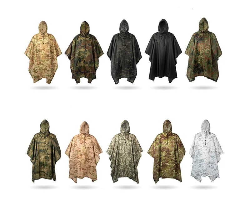 Man Military Impermeable Zipper Camo Raincoat Waterproof Rain Coat Men