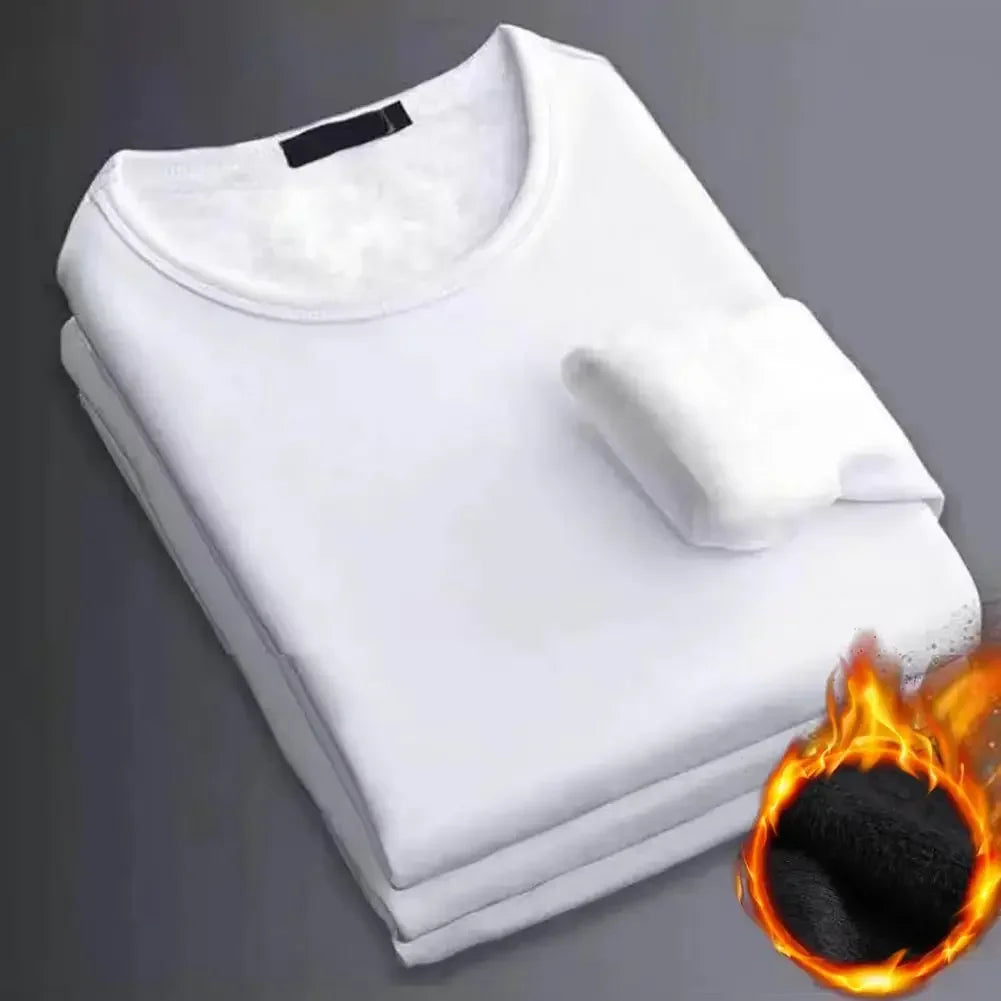 Winter Men's Long-sleeved Thermal Underwer T-Shirt Fleece Bottoming