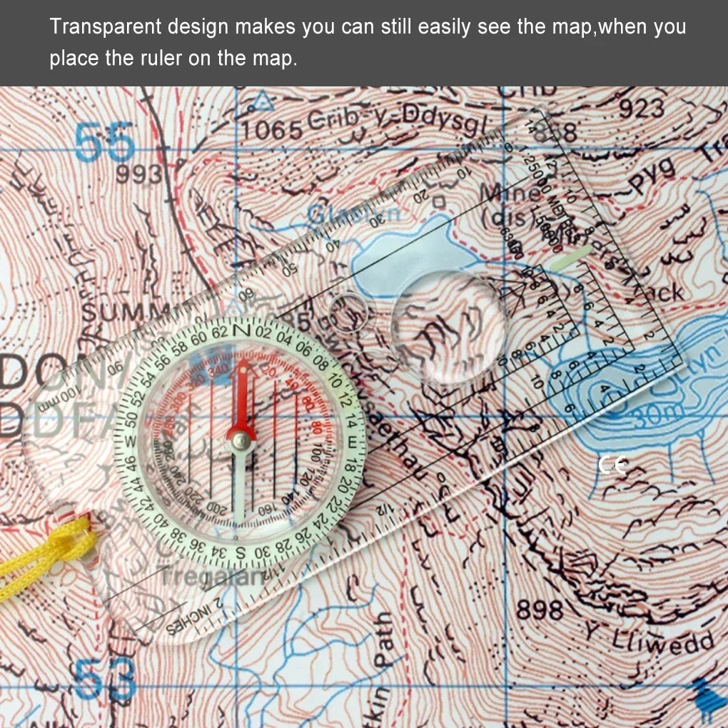 Compass Navigation Map Ruler – Acrylic Scouting & Topographic Scale Tool