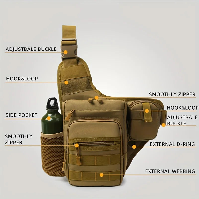 Waterproof Tactical Crossbody Bag | Compact MOLLE Shoulder Pack for Outdoor Use