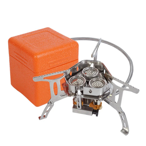 Ultralight 3-Head Gas Camping Stove | Folding 5800W Backpacking Burner