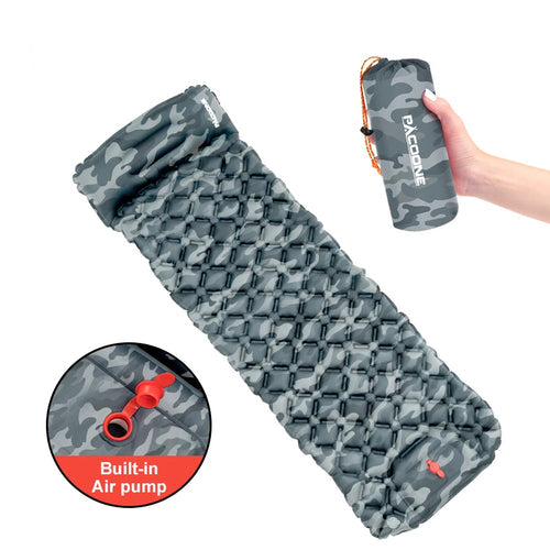 Outdoor Camping Sleeping Pad – Inflatable Mattress with Built-In Pillows