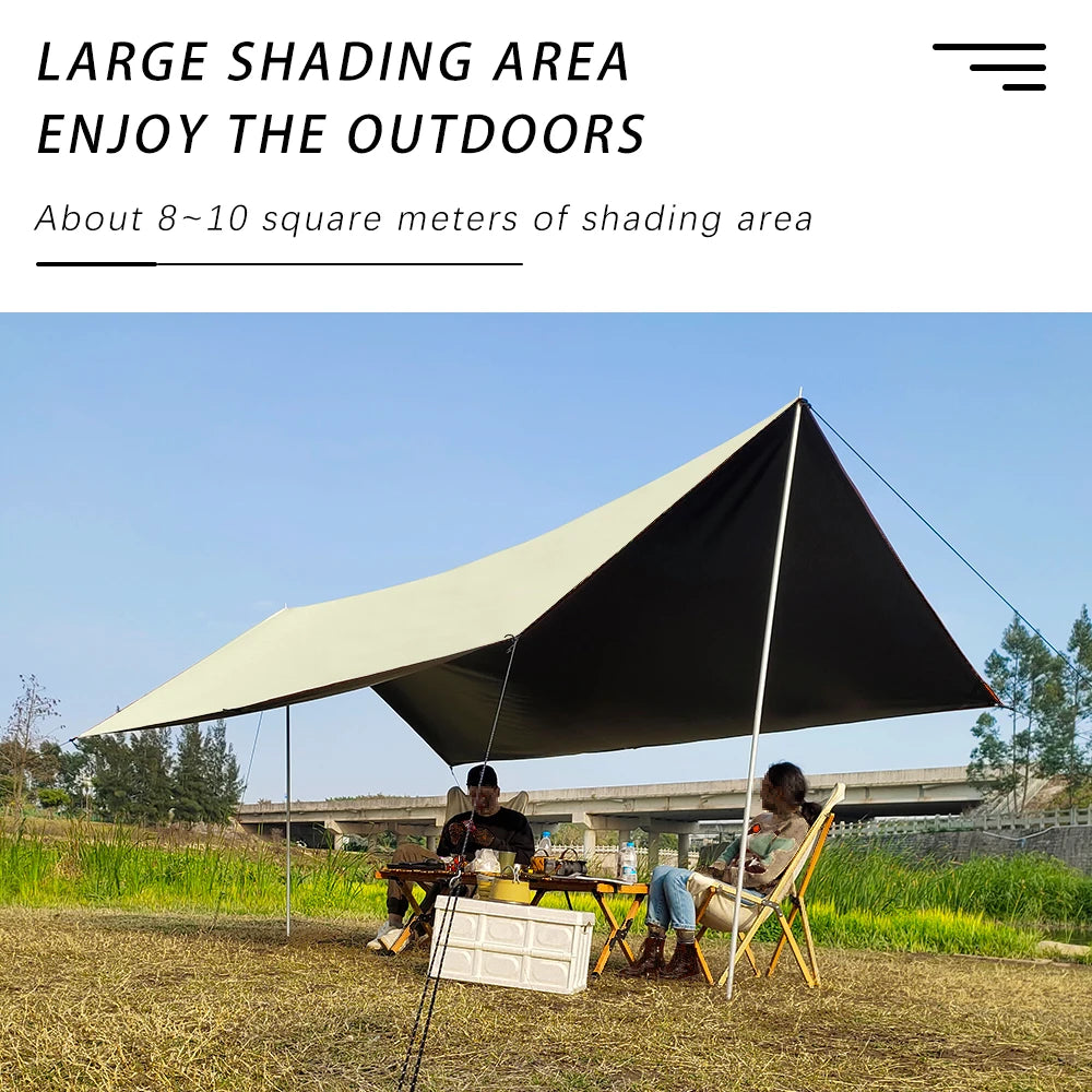 Black Coating Tarp Block 99% UV Ourdoor Camping Waterproof Sun Shelter