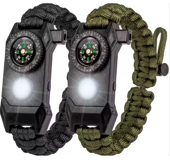 2 paracord bracelets on white background