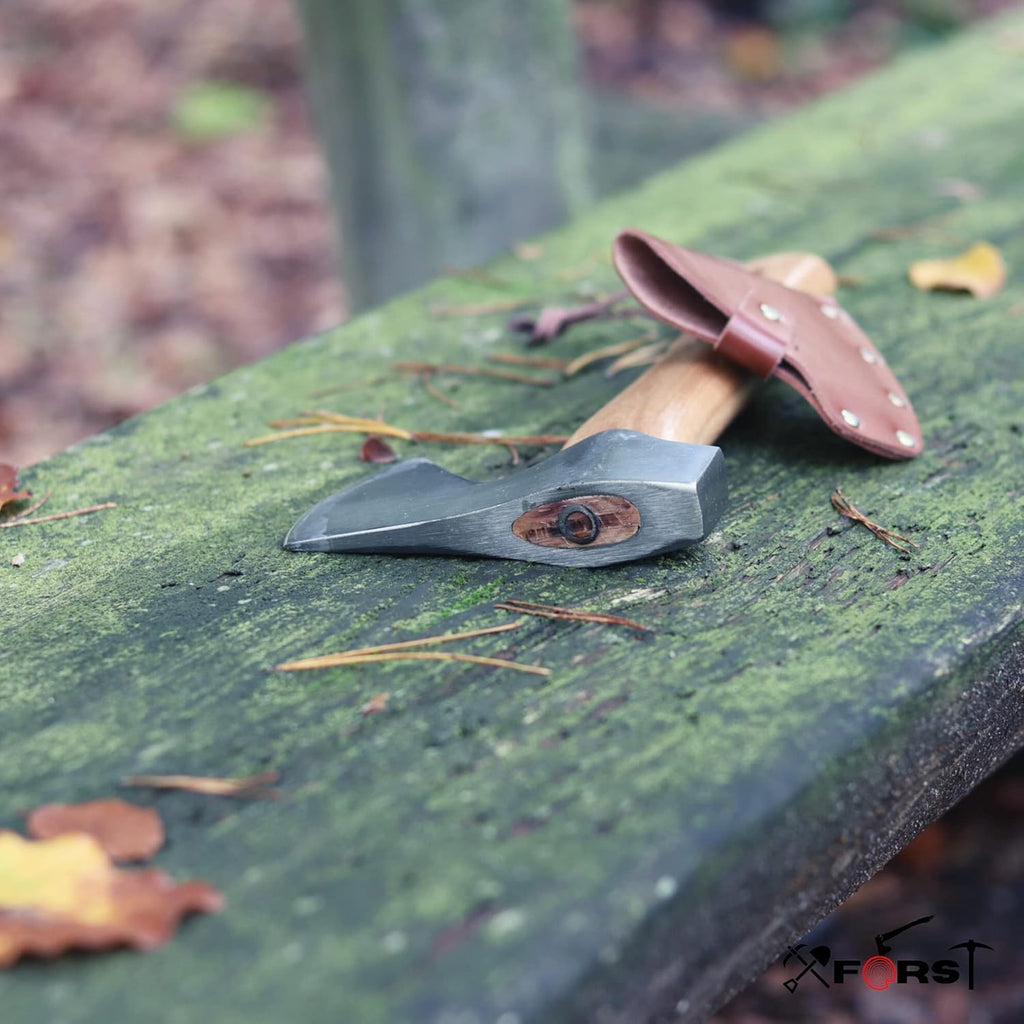 XFORST Carbon Steel Bushcraft Axe – Compact Camping Axe with Walnut Handle
