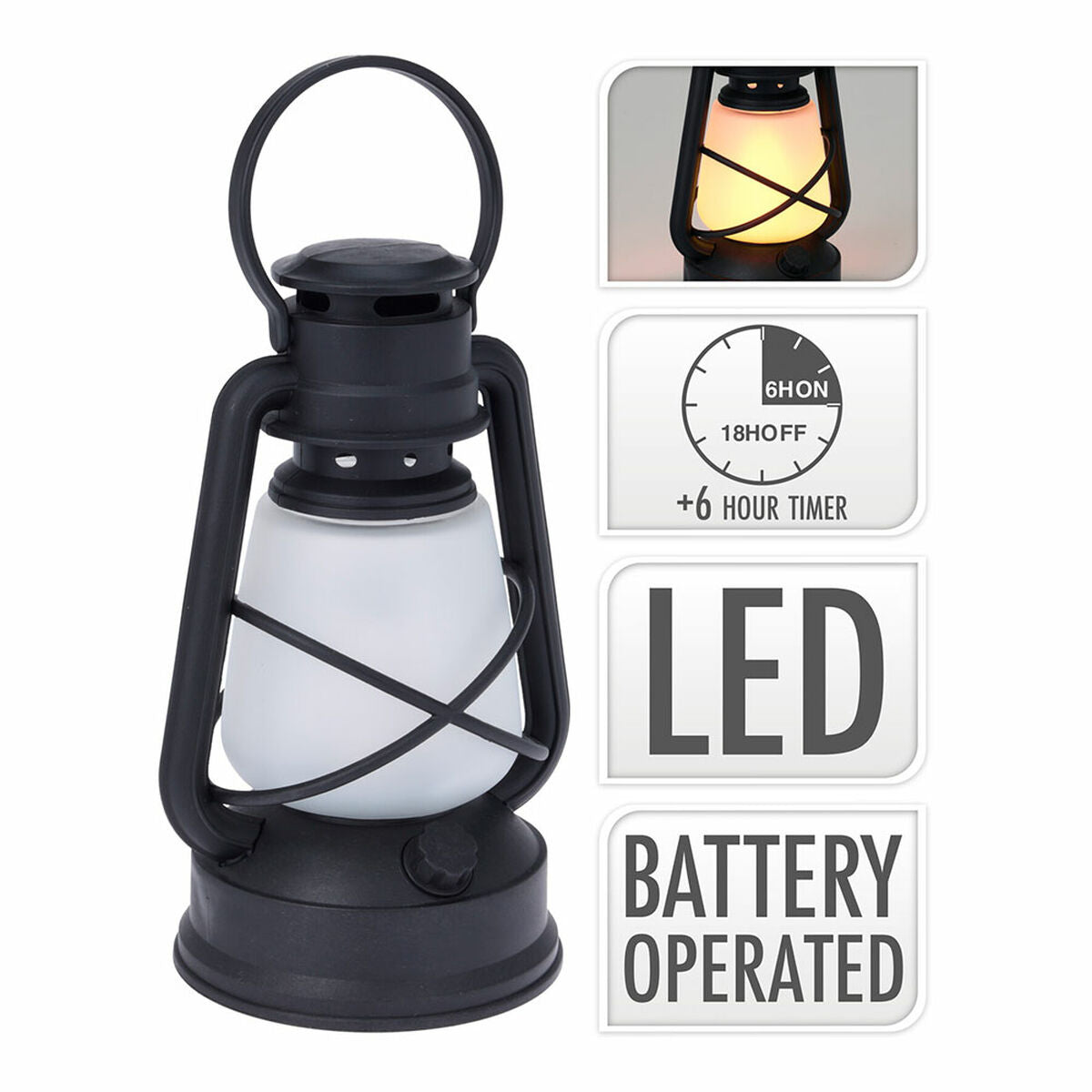 LED Lantern Lumineo Black 24,5 cm