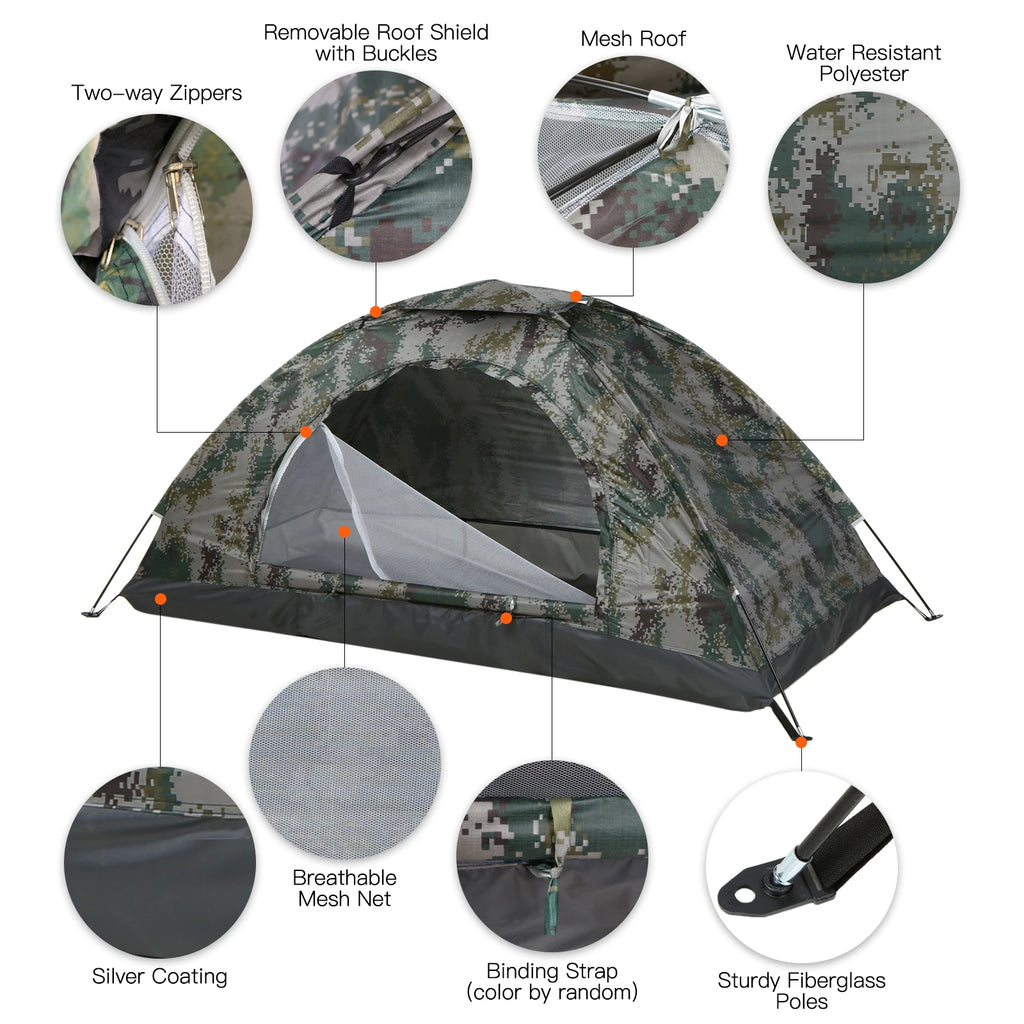 1–2 Person Ultralight Camping Tent | Single Layer Portable