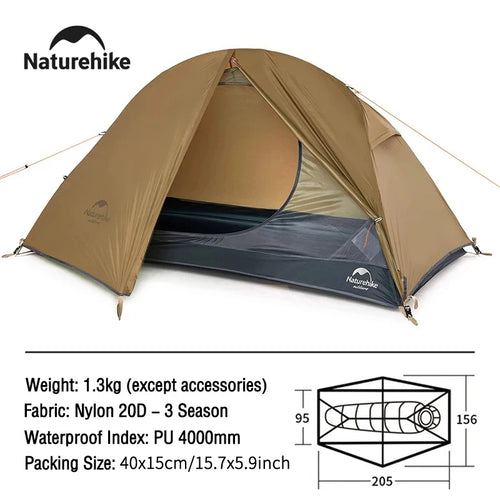 Naturehike 2025 Camping Tent Waterproof Ultralight Portable One Person