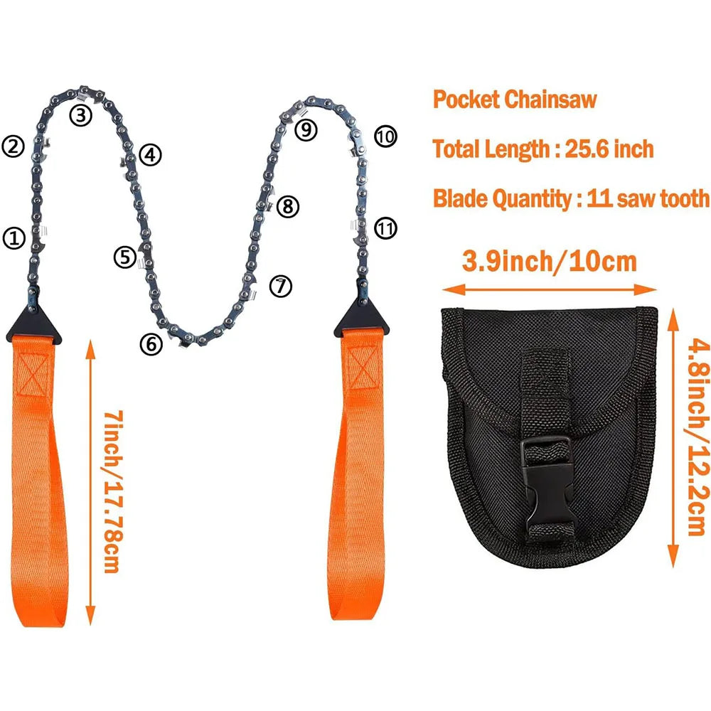 24" Pocket Chain Saw – Lightweight Hand Saw for Camping, Survival & Bushcraft