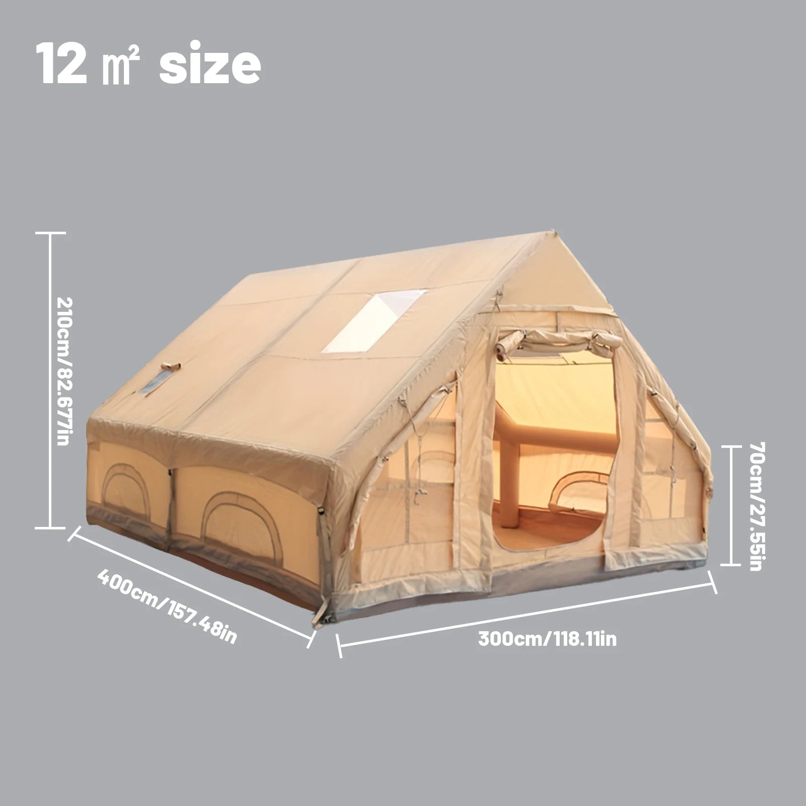 Inflatable camping tent 4-8 people with windows portable