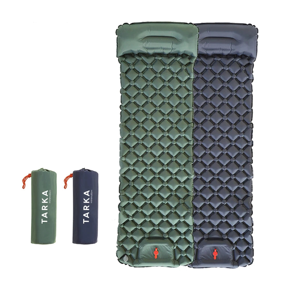 Inflatable Camping Mat with Built-In Pillow – Lightweight, Compact Air Bed