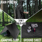 3-in-1 Military Rain Poncho – Waterproof Hooded Shelter & Ground Sheet