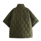 Women’s Quilted Camping Cape Jacket – Insulated Outdoor Shawl Coat