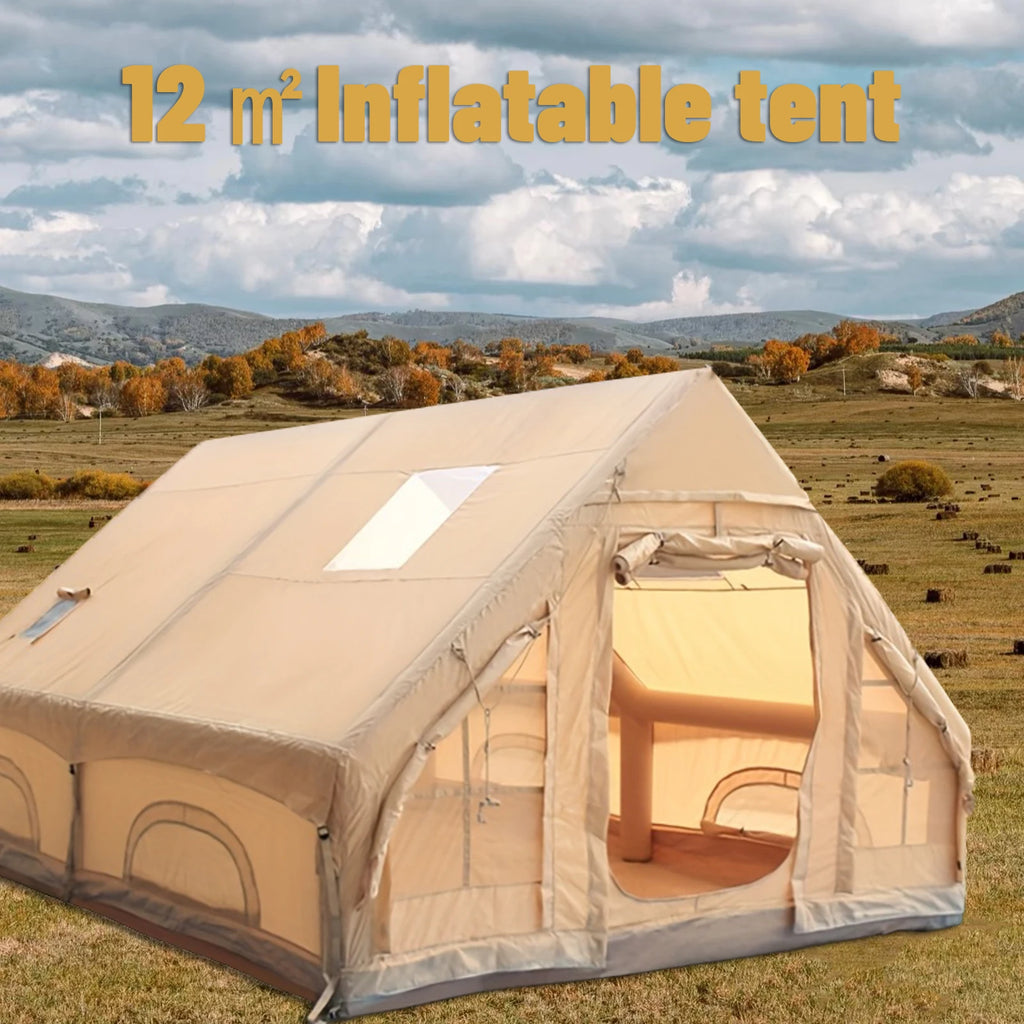 Inflatable camping tent 4-8 people with windows portable
