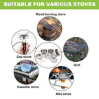 8-Piece Stainless Steel Camping Cookware Set – Pots, Pans & Plates