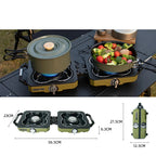 Double Burner Folding Gas Stove – Portable Dual Fire Camping Cooker