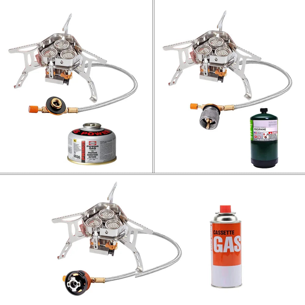 Ultralight 3-Head Gas Camping Stove | Folding 5800W Backpacking Burner
