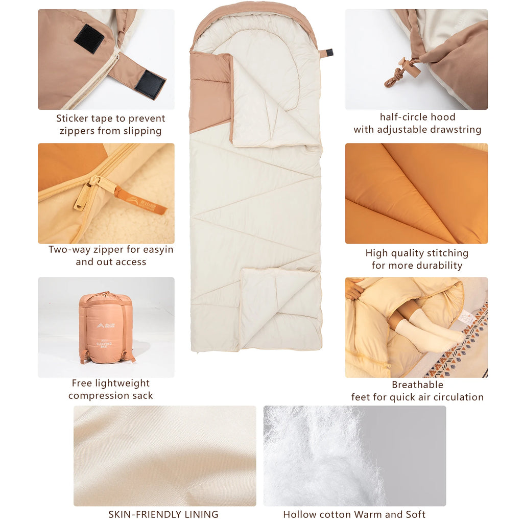 BISINNA Ultralight 4-Season Camping Sleeping Bag – Compact & Warm