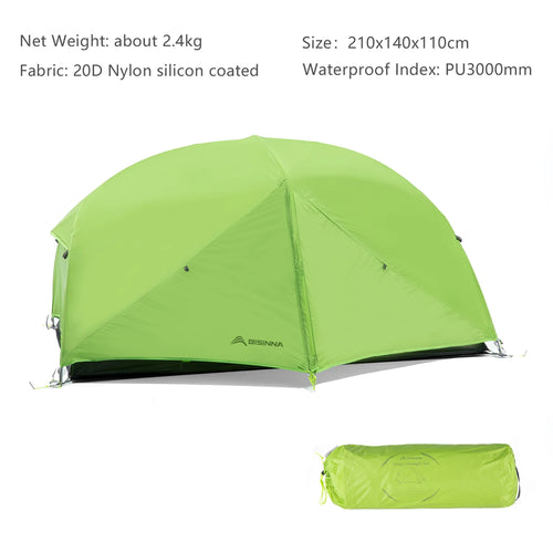 BISINNA Ultralight 2 Person Camping Tent | 20D 380T Nylon Double-Layer Shelter