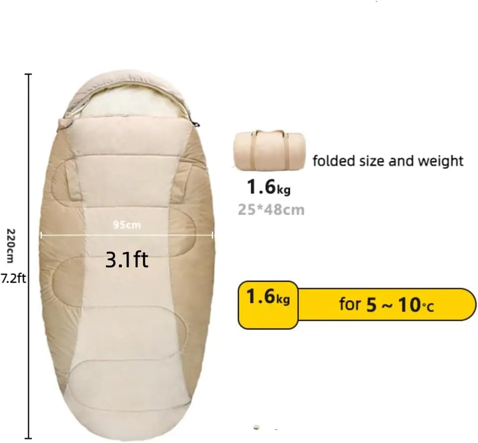 Outdoor Camping Sleeping Bag PS200 Cotton Ultralight Waterproof Winter