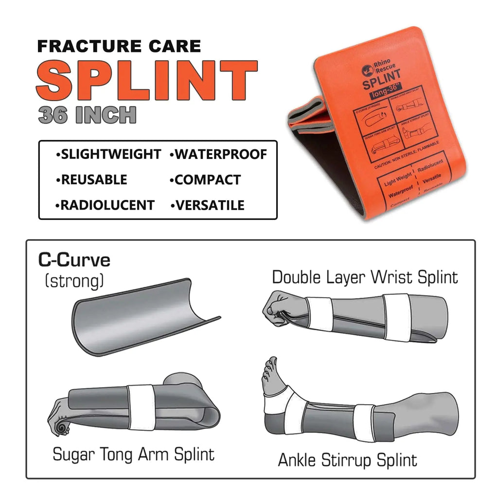 RHINO RESCUE First Aid Splint 36" x 4.3" – Tactical Emergency Fracture Support