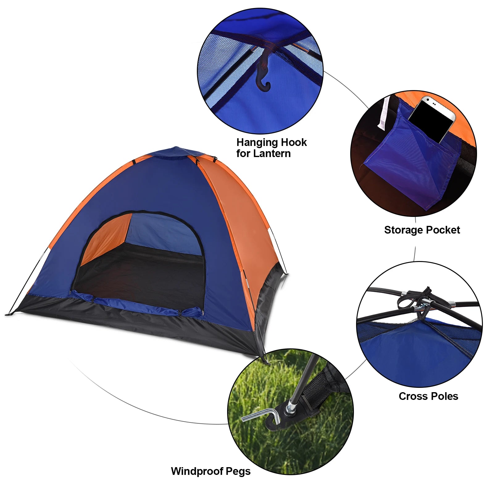 Lightweight 3–4 Person Camping Tent – Water-Resistant Double-Layer Backpacking Shelter