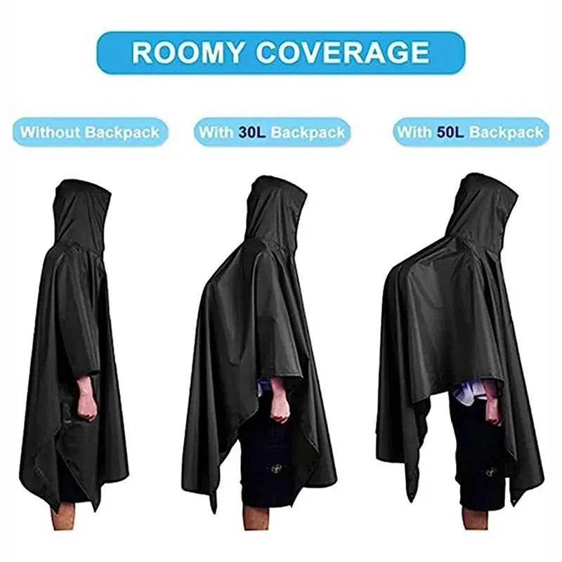 Outdoor 3 In 1 Military Raincoat Hooded Sleeve Waterproof Rain Poncho