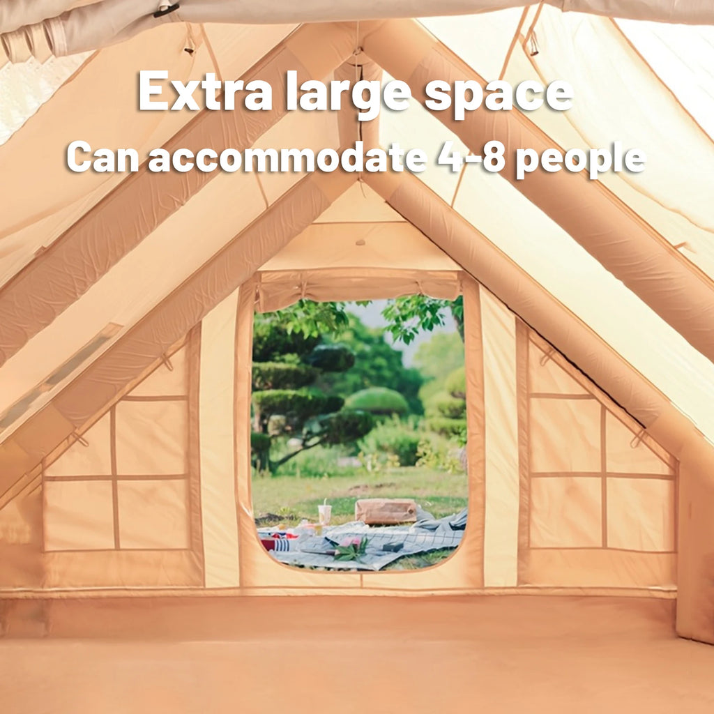 Inflatable camping tent 4-8 people with windows portable