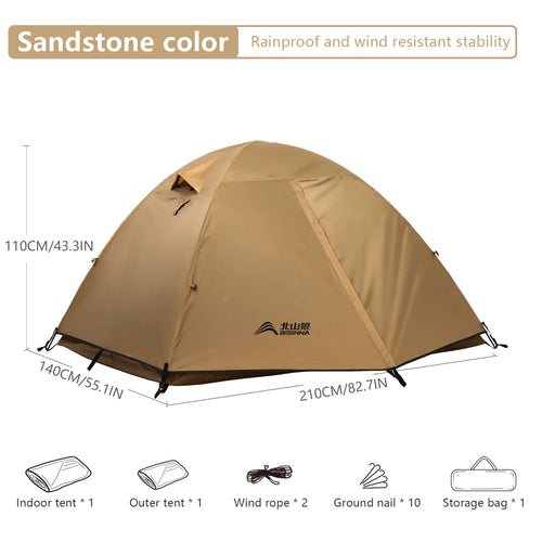 BISINNA Camping Tent 2 Persons Portable Waterproof Backpacking Tent