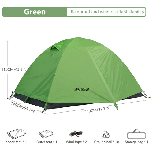 BISINNA Camping Tent 2 Persons Portable Waterproof Backpacking Tent