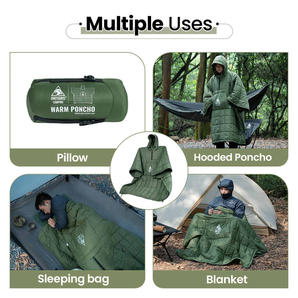 OneTigris Camping Blanket Poncho – Wearable Sleeping Bag with 3M Thinsulate
