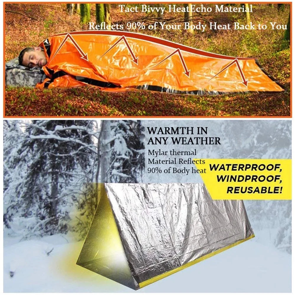 Emergency Waterproof Survival Sleeping Bag – Thermal Mylar Outdoor Shelter