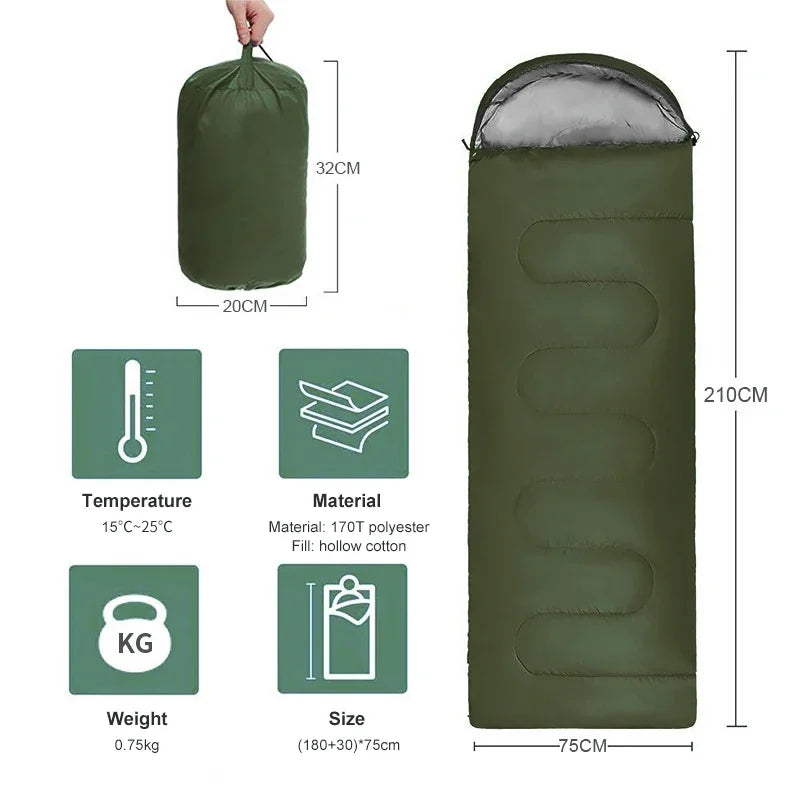 4-Season Camping Sleeping Bag — Lightweight, Warm Envelope Style