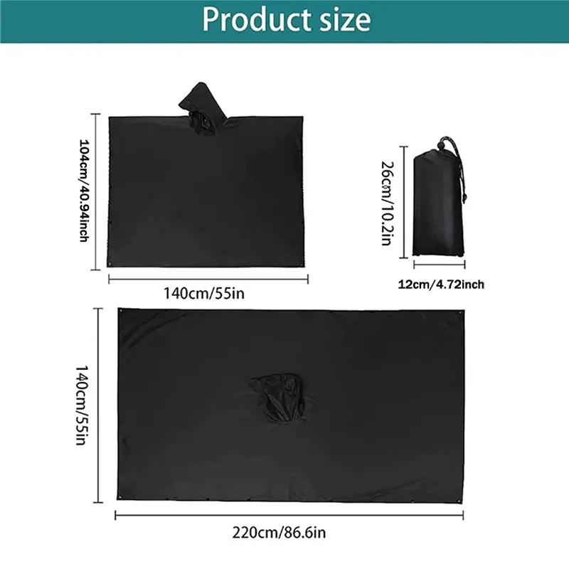 3-in-1 Military Rain Poncho – Waterproof Hooded Shelter & Ground Sheet