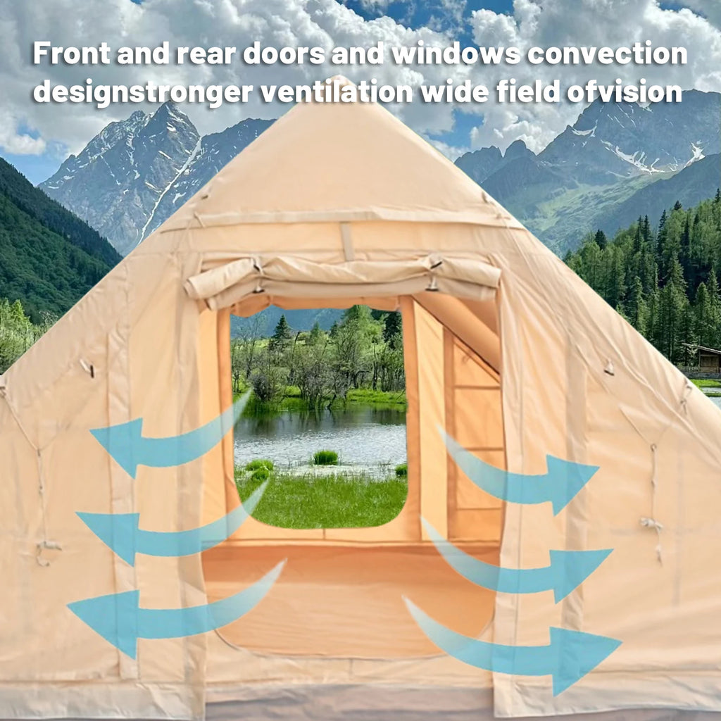 Inflatable camping tent 4-8 people with windows portable