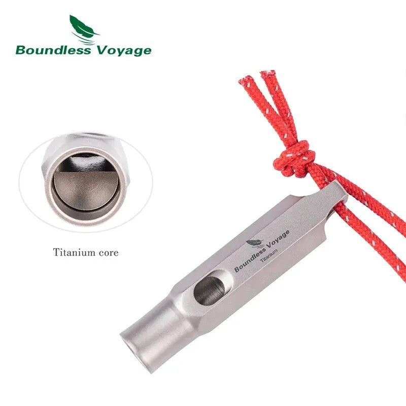 Boundless Voyage Titanium Survival Whistle – 120dB Emergency Signal Tool