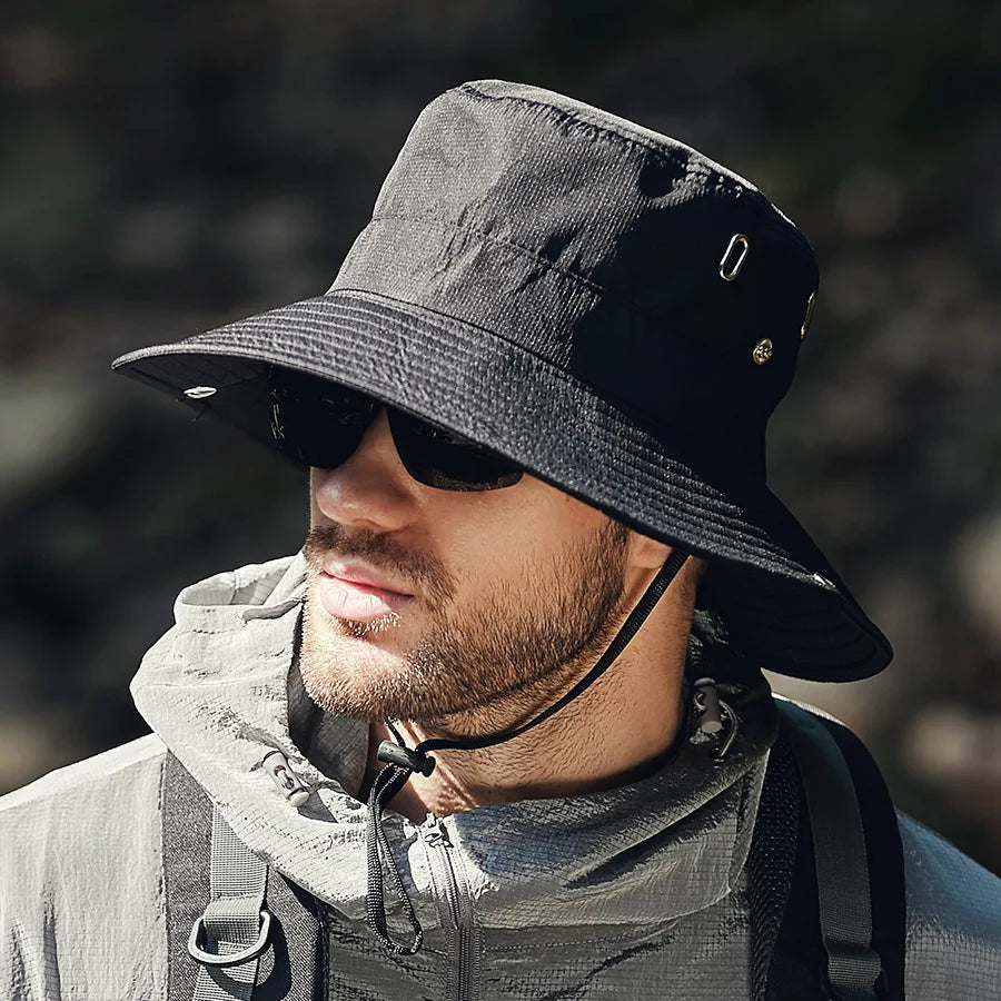 Men’s Outdoor Bucket Hat – Breathable Hiking & Fishing Sunshade Cap