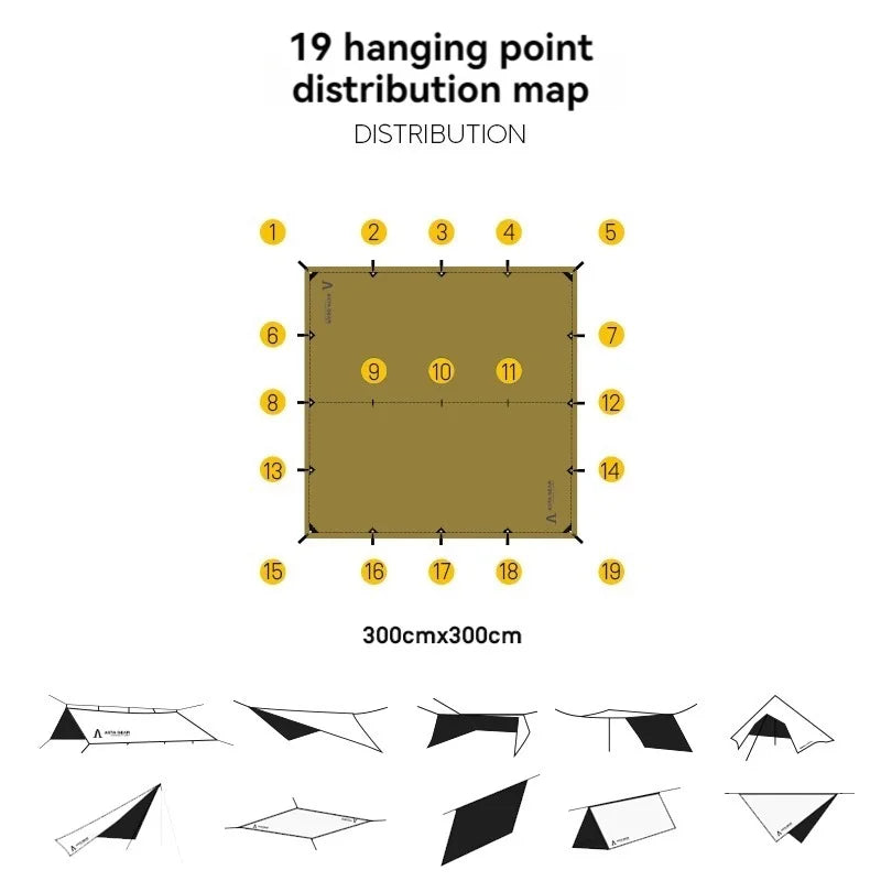 ASTA GEAR Ultralight Camping Tarp | Survival Shelter 3×3 m / 4×4 m