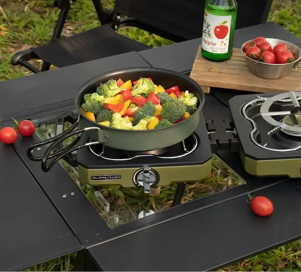 Double Burner Folding Gas Stove – Portable Dual Fire Camping Cooker