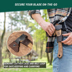 BeaverCraft AX1 bushcraft axe being used for wood processing during camping
