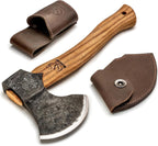 BeaverCraft AX3 bushcraft axe with ash wood handle and leather sheath
