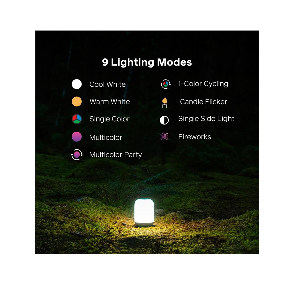 BioLite AlpenGlow 500 hanging lantern mode suspended above campsite
