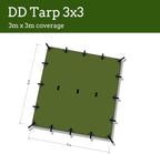 DD Hammocks Tarp 3x3 technical layout showing 3 metre by 3 metre square dimensions