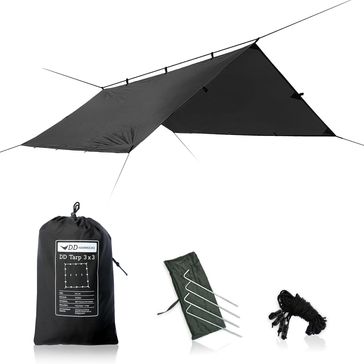 DD Hammocks Tarp 3x3 – Refugio Impermeable de Bushcraft (790g)