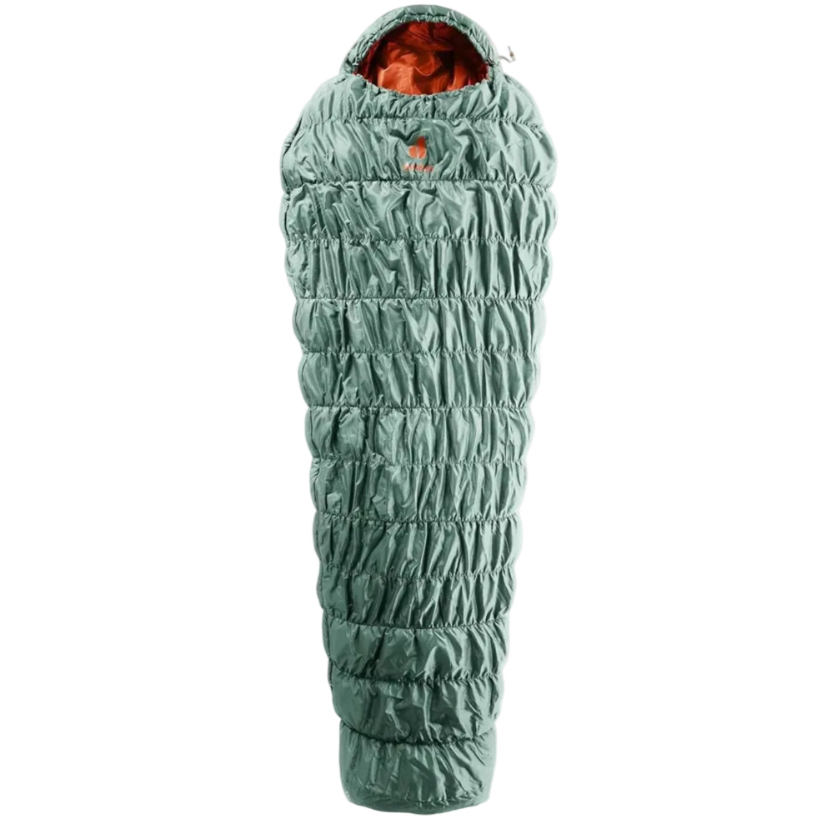 Deuter Exosphere +4°C synthetic sleeping bag full front view showing stretch mummy design
