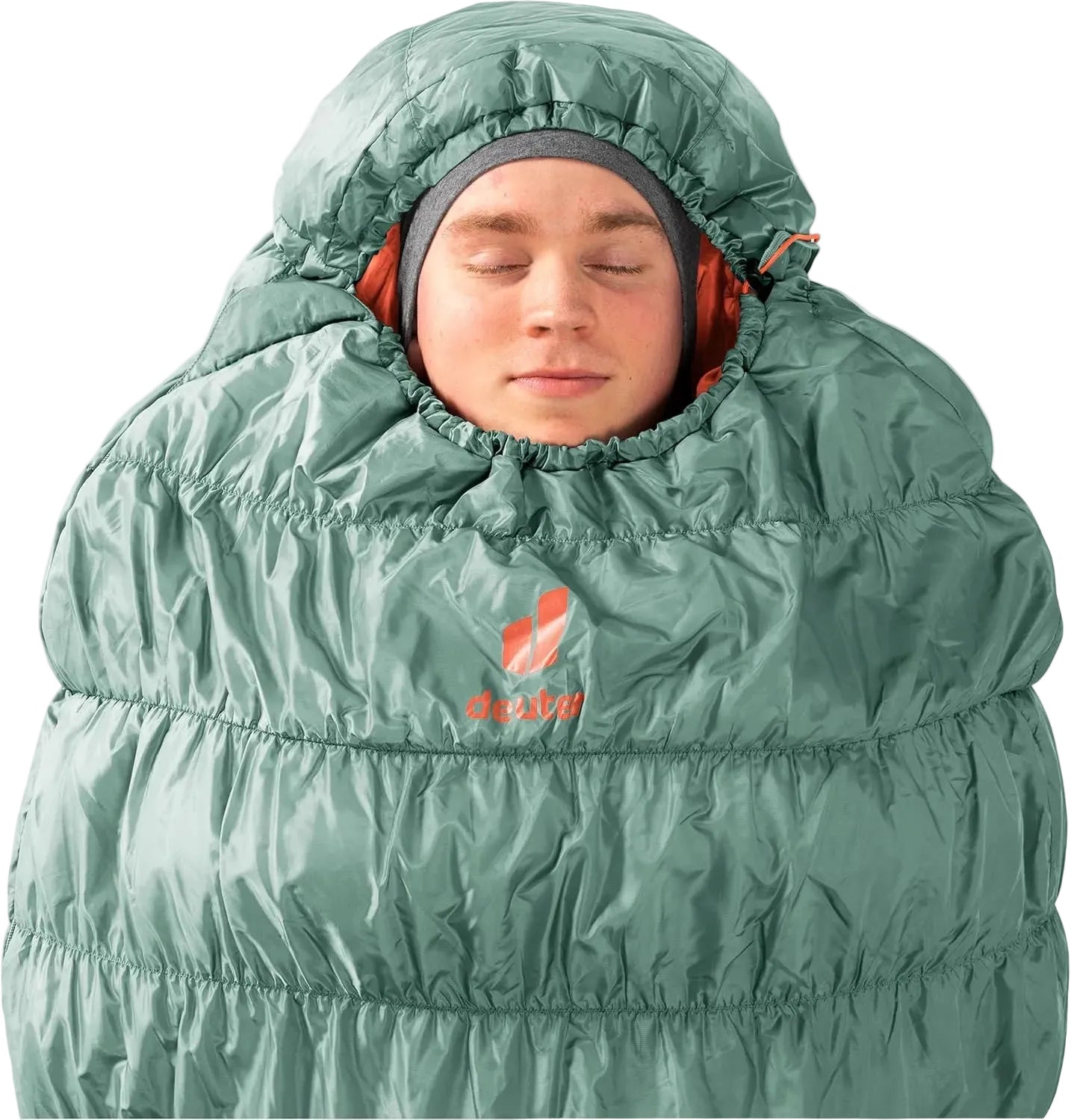 Deuter Exosphere +4°C sleeping bag hood design showing thermal collar fit