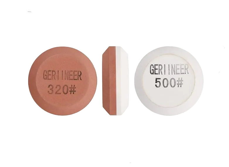 dual grit sharpening stone showing coarse and fine sides
